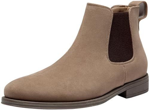 Jousen Men's Chelsea Boots Casual Suede Slip On Ankle Boots Dress Boots for Men Size 12 (AMY658A Mushroom 12)