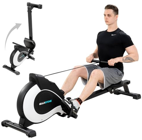 GEARSTONE Faltbarer Rudergerät, hochwertiger magnetischer, einstellbare Widerstände, leiser Innenruderer, LCD-Bildschirm für Heimfitness geeignet