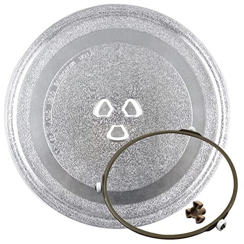 Microwave Glass Turntable Plate Replacement 9.6 24.5cm, 10.6 27cm, 12.4 31.5cm, Universal Microwave Turntable Glass, Plastic Rotary Core Coupling, Durable, Easy To Clean ( Size : 245 mm mit Kreuz )