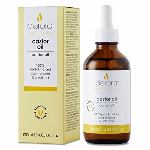 Derora Castor Oil | Nourishes & Soothes Skin, Hair & Nails | 100% Pure | Antioxidant & Vitamin E Rich | Omega 6 & 9 | Cold Pressed & Unrefined | For All Skin Types | Vegan & Cruelty Free (120ml)