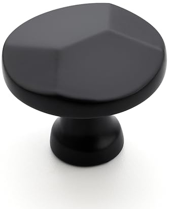 Ravinte 25 Pack Matte Black Round Cabinet Hardware Knobs,Solid Zinc Alloy Single Hole Drawer Pulls Dresser Knobs for Kitchen,Bathroom Furniture