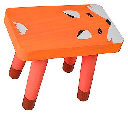 MAGICLULU 1stück Kindertreppe Hocker Aus Holz Niedriger Tritthocker Für Kinderzimmer Sicherer Fußhocker Mit Rutschfester Oberfläche Vielseitig Einsetzbar Dekorativ Mit Fuchs-Design