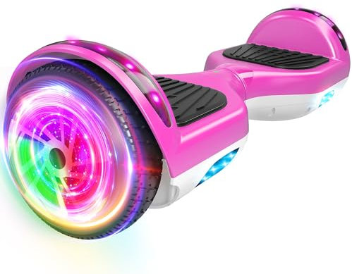SISIGAD Hoverboard, Gyropode 6.5 Pouces, Hoverboard avec Bluetooth, lumières LED,haut rose et bas blance