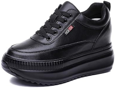 AONEGOLD Zapatillas de Cuña Deportivas para Mujer Transpirable Plataforma Zapatos Moda Deporte Zapato Wedge Sneakers Tacón 8CM（Negro，34 EU）