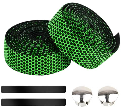 MOCNT Cinta de Manillar de Bicicleta PU EVA Cinta de Manillar de Carretera Ciclismo Cinta de Esponja Autoadhesivas Antideslizante Absorción Impactos Cinta para Manillar Verde