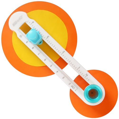 Qaestuan Coupeur de Papier Circulaire, pour Diamètres 2-20 cm, Cutter Circulaire Plastique Réglable, Cutter Papier Portable Rotatif, Craft Massicot Supplies, pour Une DéCoupe Simple et Rapide