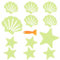 TPTGIAR 12 PCS Non Slip Bath Stickers, Cartoon Star & Shell, PEVA Material, Universal Size, Fluorescent Color, Indoor Use, Anti-Slip Shower Stickers with Scraper for Bathroom, Bathtub, Pool Ladders