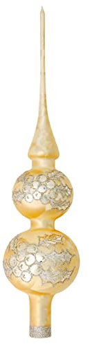Kräfta glas Lauscha – juldekoration/julgranspynt av glas – julgransspets – färg: guld islack – storlek: ca 30 cm