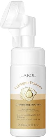 Nettoyant moussant doux pour le visage, nettoyant en mousse de collagène pour le quotidien avec brosse apaisante et hydratante pour tous les types de peau