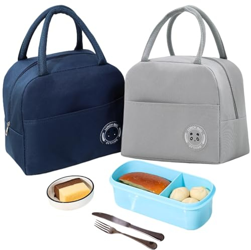 Piccola Borsa Termica,2 pezzi Porta Pranzo,Borsa Frigo,Lunch Bag,Borse da Picnic Pranzo,Borsa Termica Porta Pranzo,per Ufficio e Scuola Uomo Donna Bambino