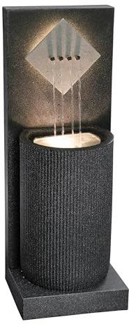 Dehner Gartenbrunnen Triton, Terassenbrunnen frostbeständig, Brunnen für Außen, mit LED Beleuchtung, ca. 96.5 x 36.5 x 33.5 cm, Polyethylen, schwarz