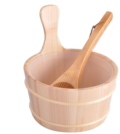 Seau et seau pour sauna - 4 l - Seau de sauna en cèdre avec truelle en bois - Réservoir à eau en bois naturel naturel pour arbres à vapeur et spa domestique - Accessoire de bain durable
