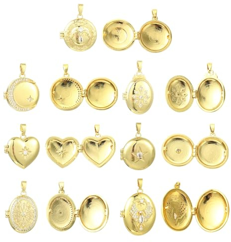 Stiesy Lot de 7 pendentifs en forme de médaillon en forme de cœur ovale en forme de cœur rond et plat pour la fabrication de colliers commémoratifs