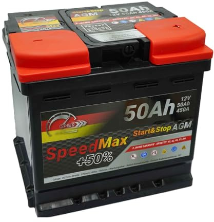 SpeedMax Batteria Auto 50Ah AGM 12V 540A Start&Stop – Alta Prestazione