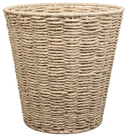 woodluv Round Waste Paper Basket Bin - Rubbish Bin for Bedroom, Bathroom, Offices or Home