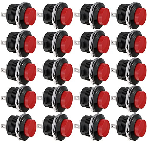 Clyxgs SPST Lot de 20 mini interrupteurs à bouton poussoir ronds sans verrouillage AC250V / 3A AC125V / 6A