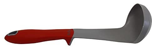 Pintinox Up mestolo da Cucina in Silicone, Resistente al Calore, Manico Antiscivolo e Autoportante, Ideale per Superfici Antiaderenti, Colore grigio con manico rosso