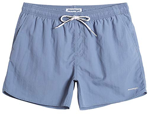 maamgic Mens Swim Trunks 5 with Mesh Lining Quick Dry Bathing Suits for Men Swim Shorts Swimwear Blue Large