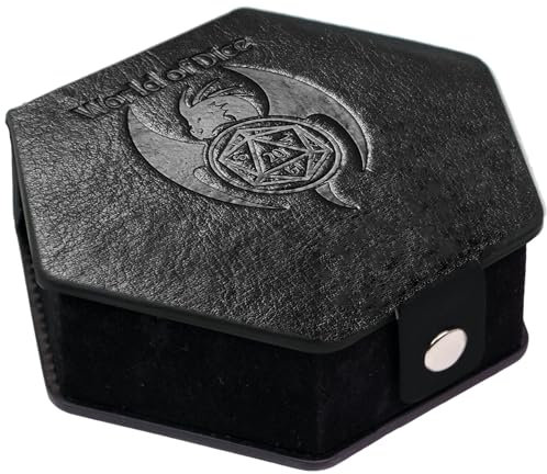World of Dice Würfel Box - Aufbewahrung für Pen and Paper Würfelsets, aus Kunstleder mit Samt-Inlay, ideal für DND