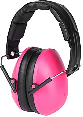 Qchomee Kids Ear Defenders Noise Cancelling Ear Muffs Children Noise Reduction Ear Shield Foldable Hearing Protector Sound Cancelling Autism Headphones Adjustable Padded Safety Earmuffs, Pink,M