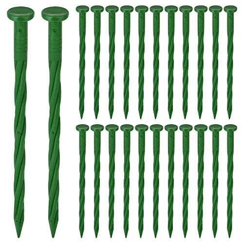 JMIATRY Kunststoff-Kantenpfähle, 20,3 cm, Landschaftsspikes, grüne Einfassung, Steaks, Landschaftsverankerung, Gartengestaltung, Nägel für Kunstrasen, Pflastersteine, Unkrautbarrieren, Zelt, 100 Stück