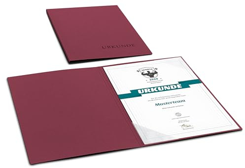Urkundenmappe A4 Karton - Premium-Qualität mit edler Prägung 'URKUNDE' - BL-exclusivdruck® BASIC - hochwertige Übergabemappen aus 320g/m² Pappe - Urkundenhülle für DIN A4 Papier (Bordeaux, 8 Stück)