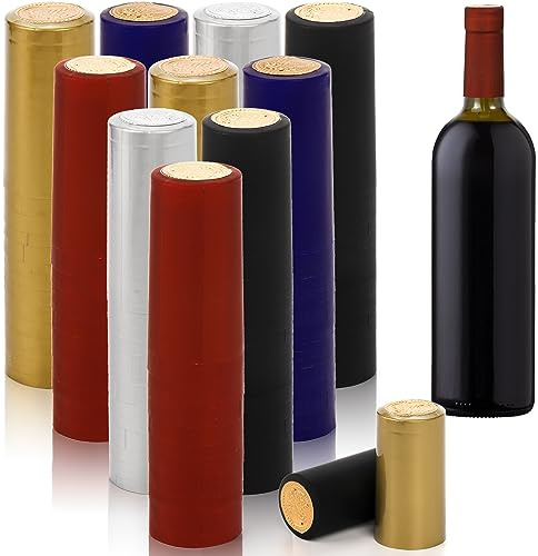 ZOOFOX 500 Pieces PVC Heat Shrink Capsule, Shrink Caps for Wine Bottles, Colored Wine Shrink Wrap Sleeves Caps for Professional Wine Making Cellars and Home Use