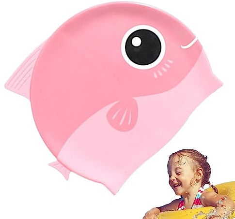 Cuffia da bagno per bambini, in silicone, per bambini, con dinosauro e balena, protezione per le orecchie, unisex, per ragazzi e ragazze, antiscivolo, per capelli lunghi/corti, piscina, spa, tsuchiya