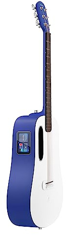 LAVA ME Play Guitarras acústicas eléctricas con bolsa ideal para conciertos, guitarra inteligente de fibra de carbono (91 cm, azul profundo y blanco escarcha)