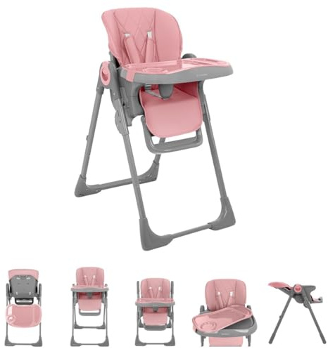 Kikkaboo comodo seggiolone regolabile altezza cintura doppio vassoio pieghevole, colorazione:rosa