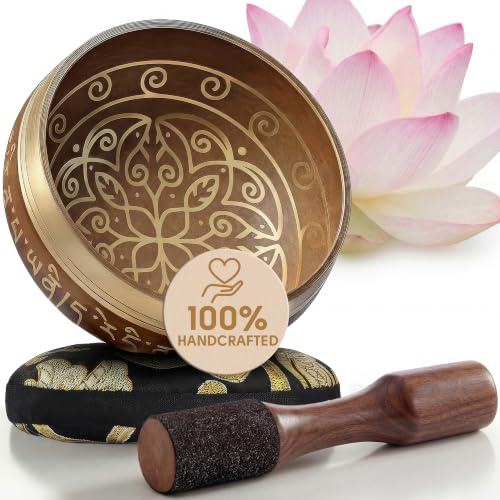 Bol Chantant Tibétain Silent Mind – Anti-stress Authentique, Facile à Utiliser, Sonorité Apaisante, Fabriqué à la Main dans l’Himalaya, Parfait comme Idée Cadeau pour la Sophrologie et la Méditation