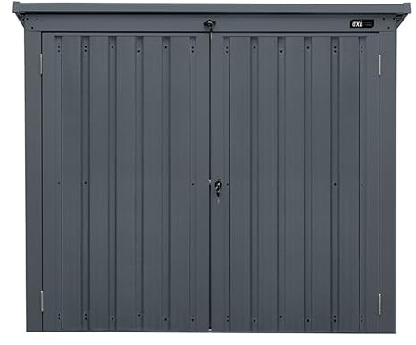 AXI Oscar Cache Poubelle Métallique Anthracite/Acier Galvanisé Résistant aux Intempéries - Abri Poubelle pour 2 conteneurs - Max. 240L- Abri Poubelle Extérieur avec Excellente Ventilation