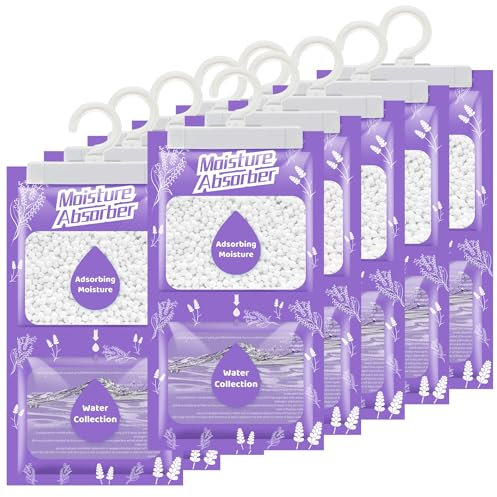 Boadw 10 x 230 g Deshumidificador colgante con fragancia, armario absorbente de humedad para sótanos, dormitorios, baños, antihumedad, antimoho, desodorizante bolsa desecante – lavanda