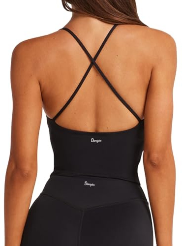 Danysu Sports Bra Seamless Backless Padded Non Wired Bras Impact Support Workout Vest Tank Tops for Women UK Yoga Gym Top Crew Neck Black XL