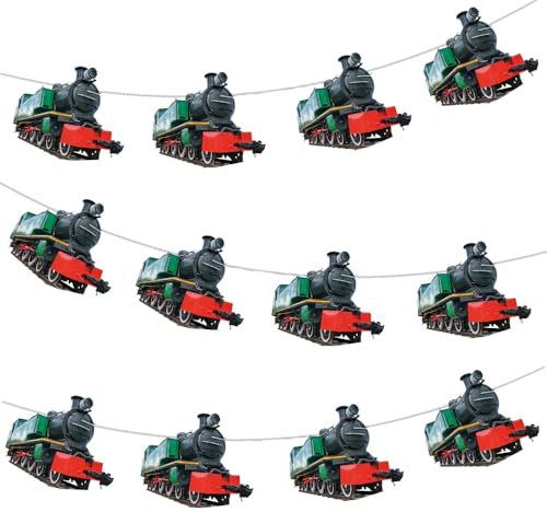 AK Giftshop Steam Train Bunting Party Decorations -12pcs / 2.5m Ribbon