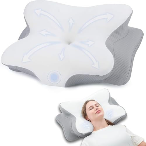 RUMMY Cervical Memory Foam Ergonomisches Nackenkissen mit Abnehmbarem,Waschbarem Bezug,für Orthopädischen Schlaf,Nackenschmerzen und Bauchschläfer (55x35x13 cm)