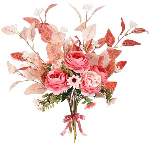 Sandiyago Ramo de flores, flores artificiales, ramo de novia, flores artificiales, flores artificiales, ramo de flores artificiales para decoración, hogar, mesa de boda