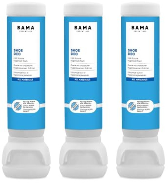 Bama Shoe Deodorizer Spray - Odour-Neutralising, Antibacterial, Linen Scented, 3x100ml