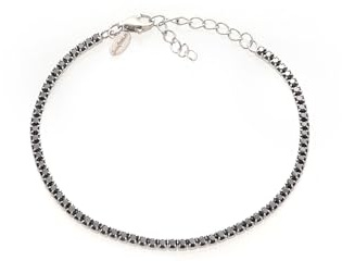 Louis Ciocchetti dal 1887 Tennisarmband svart 925 silver med 5A zirkoner, elegant justerbart smycke för kvinnor - utsökt presentidé med lyxig förpackning - kvalitet tillverkad i Italien, 2 mm, Silver