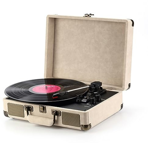 Giradischi a valigia, giradischi vintage in vinile, altoparlante portatile, supporta fonografo LP a 33/45/78 giri, giradischi di dimensioni generali, grammofono vintage compatto, supporta la conn