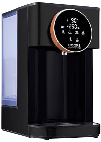 Cooks Professional Digital Hot Water Dispenser 2600W with 4L Tank | Energy Saving Fast Boil | Adjustable Dispense & Temperature | Boil Dry Protection | Descale Function & Filter | Black & Rose Gold