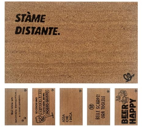 OLIVO.shop COCCO FUNNY - Zerbino con scritte, Zerbino cocco ingresso simpatico, Tappeto cocco divertente, fondo in gomma, vari disegni, 40x60 cm (STAME DISTANTE)