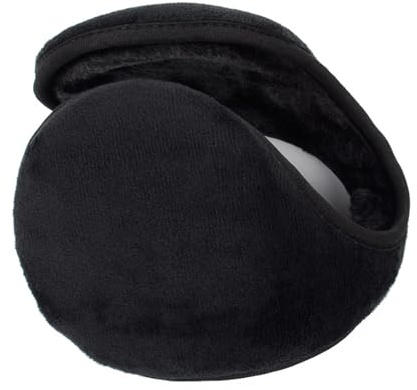 Orejeras ajustables para deportes de invierno y actividades al aire libre, calentadores de orejas de felpa gruesa para hombres y mujeres, cómodo equipo de clima frío para esquí, correr,, Negro