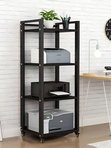 Estante de audio de alta fidelidad de 7 niveles, gabinete de almacenamiento de medios resistente para cine en casa, elegante torre de equipo de audio negro/blanco, ideal para DVD y nización de medios