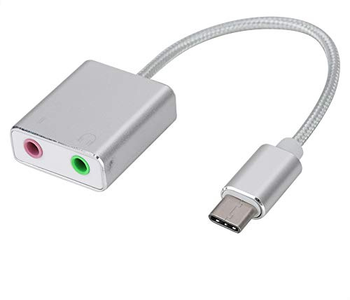 BRRNOO Tarjeta de Sonido, Tarjeta de Sonido USB de Externa 3,5 Mm EZ1247 Aleación de Aluminio para PC Portátil