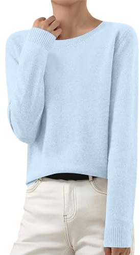 Maglione Donna Invernale Cashmere Elegante Maglioni Lana Merino Girocollo Senza Cuciture a Maniche Lunghe Pullover Classica Basic Caldo Maglioncino Morbido Comodo Maglione Lavorato a Maglia Casual
