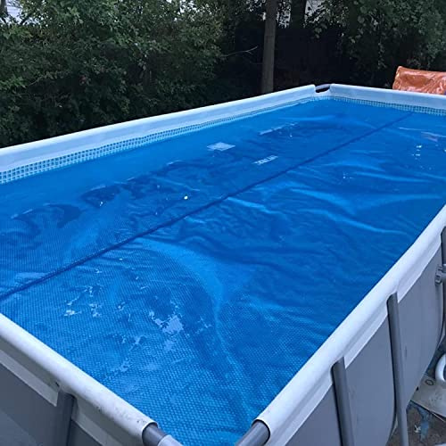 Solar poolskydd, poolen solfilm badtunna skyddsskydd, slitstark blå bubbelskydd, resistent mot damm och löv(150x250cm(5ftx8ft))