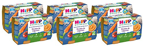 HiPP - Mon Dîner Bonne Nuit - Risotto de Légumes Dès 8 Mois 12 Pots de 190 g