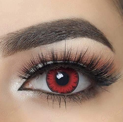 MYSA LENS® Lentilles De Contact De Couleur Fantaisie Crazy Lens Cosplay Yeux Volturi Vampire Twilight Rouge 12 Mois Etui Offert sans correction