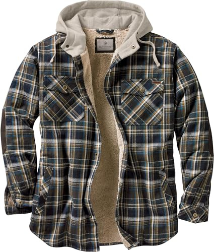 Legendary Whitetails herr Camp Night Berber Lined Hooded Flannel Shirt Jacket Jacka